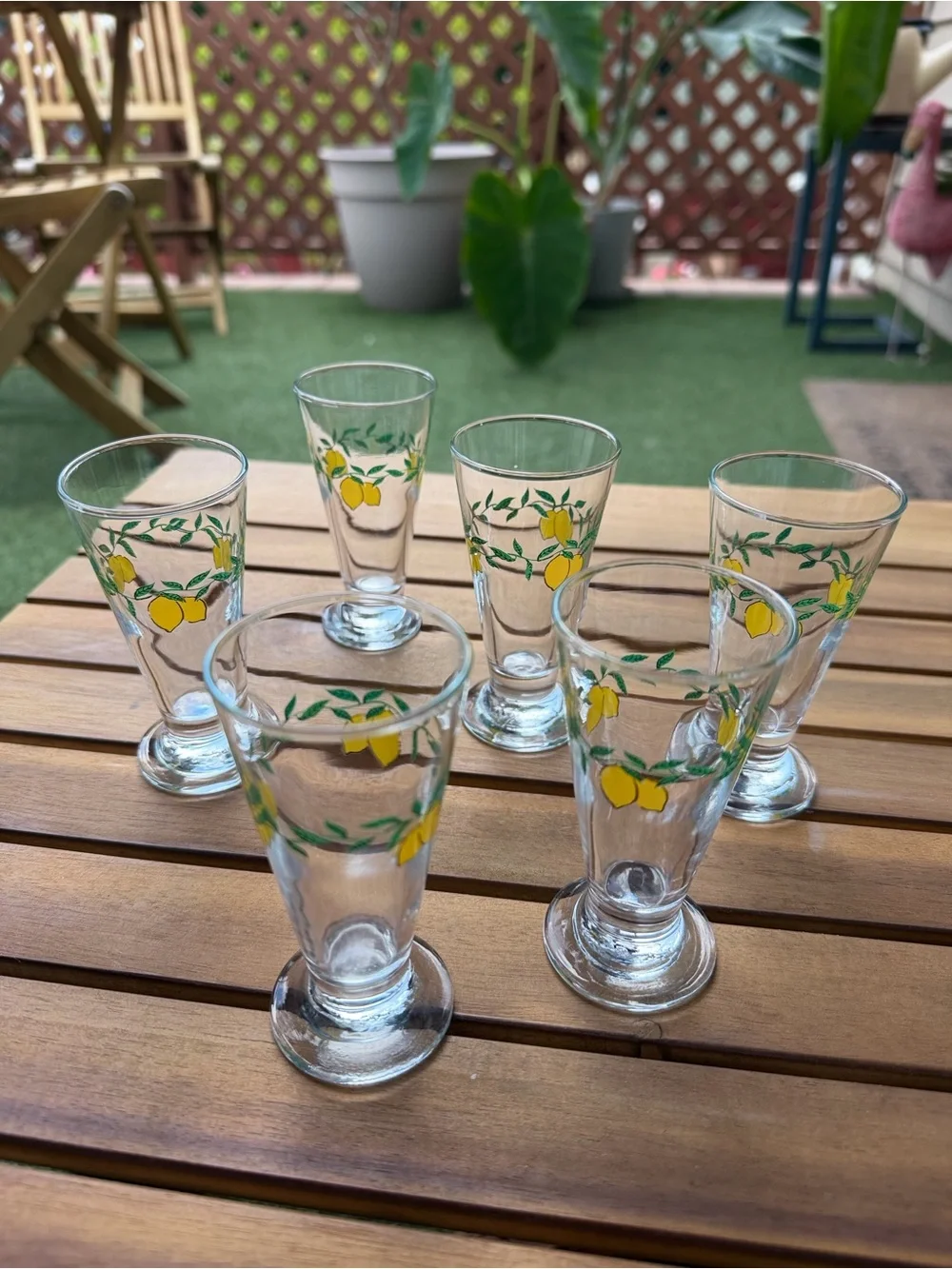 Lemon Vintage Cottage Kitchen Limoncello Shot Glasses Set of 6 Cordial Aperitif